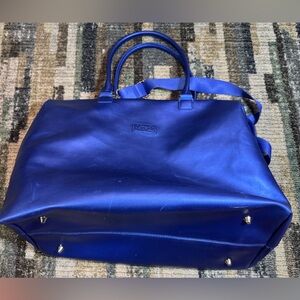 Elegant Blue Leather Travel Bag